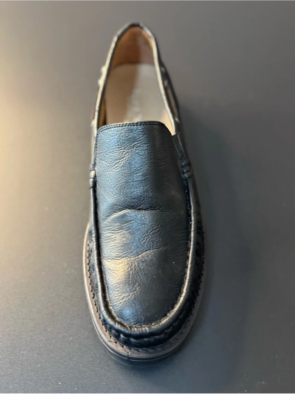 Brix Men’s Black Leather Slip-On Driving Loafers Size 11.5